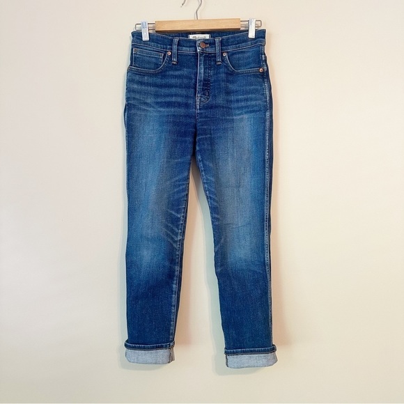 Madewell Slim Straight Mid Rise Blue Jeans - Size 27 - Picture 16 of 16